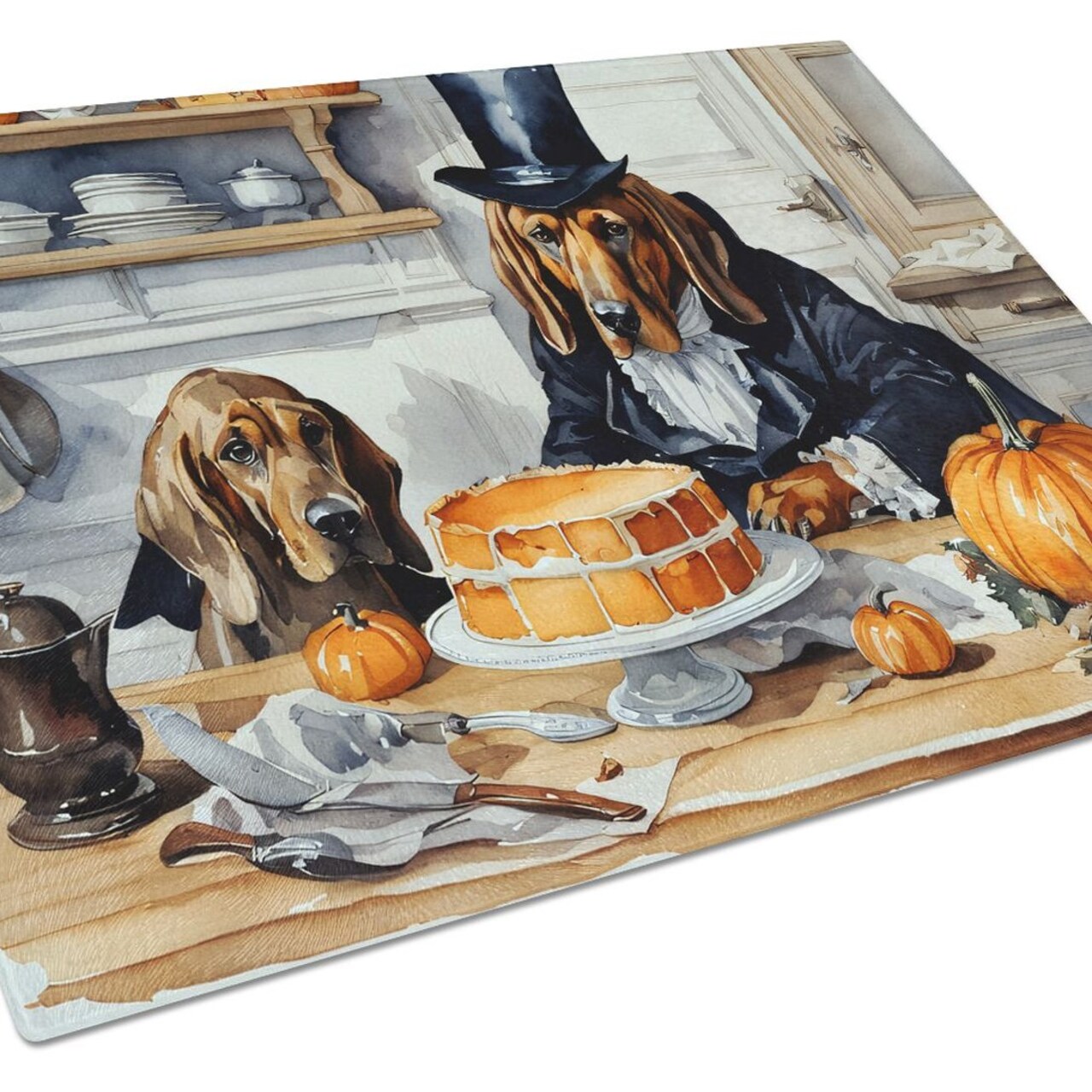Edge Collections - 15" x 12" - Multicolor - Bloodhound Decorative Glass Cutting Board - 1 Piece